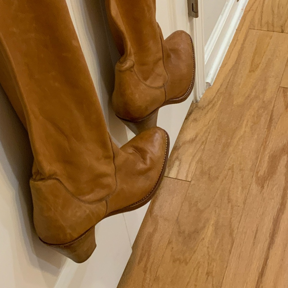 150. EUC Saks Fifth Ave HAND MADE ITALIAN Brown Leather Boots - Picture 13 of 16